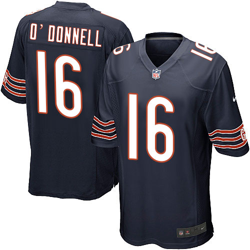 Men's Game Pat O'Donnell Nike Jersey Navy Blue Home - #16 NFL Chicago Bears